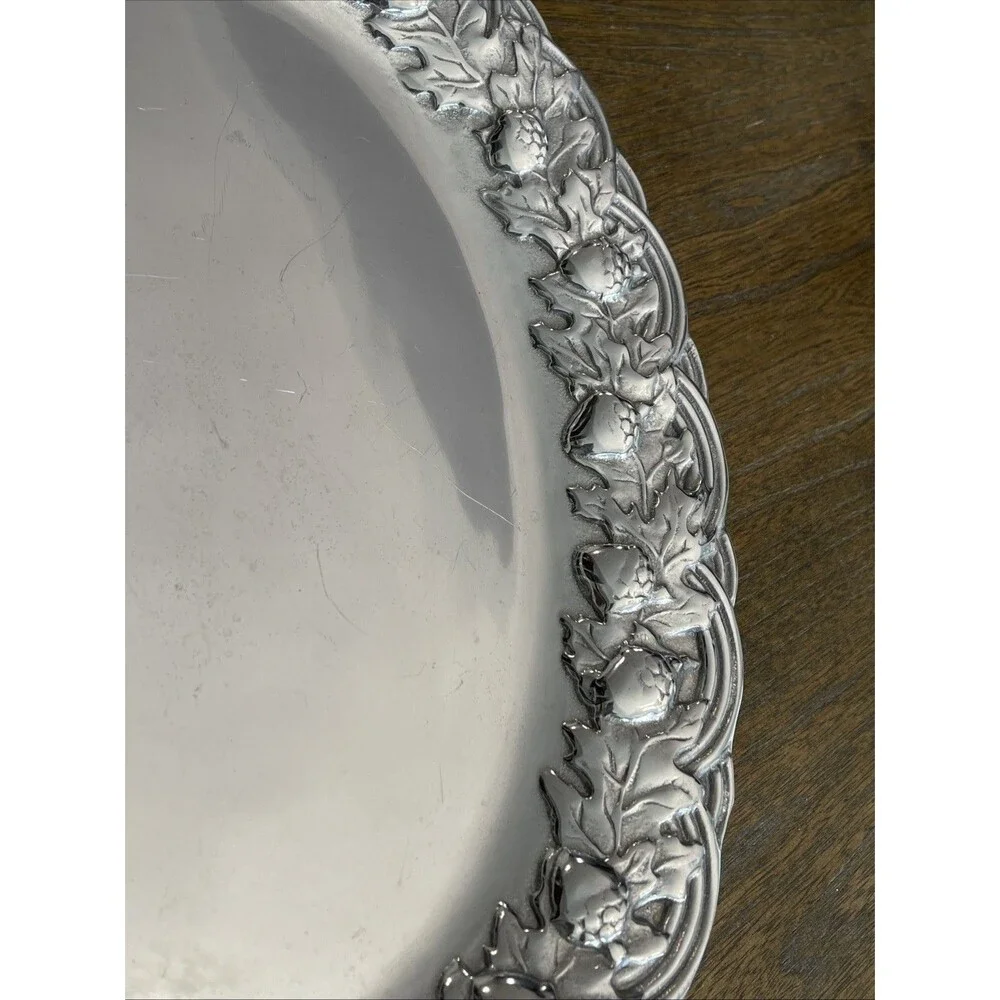 Vintage Wilton Armetale Oak Acorn Oval Serving Platter 14.5